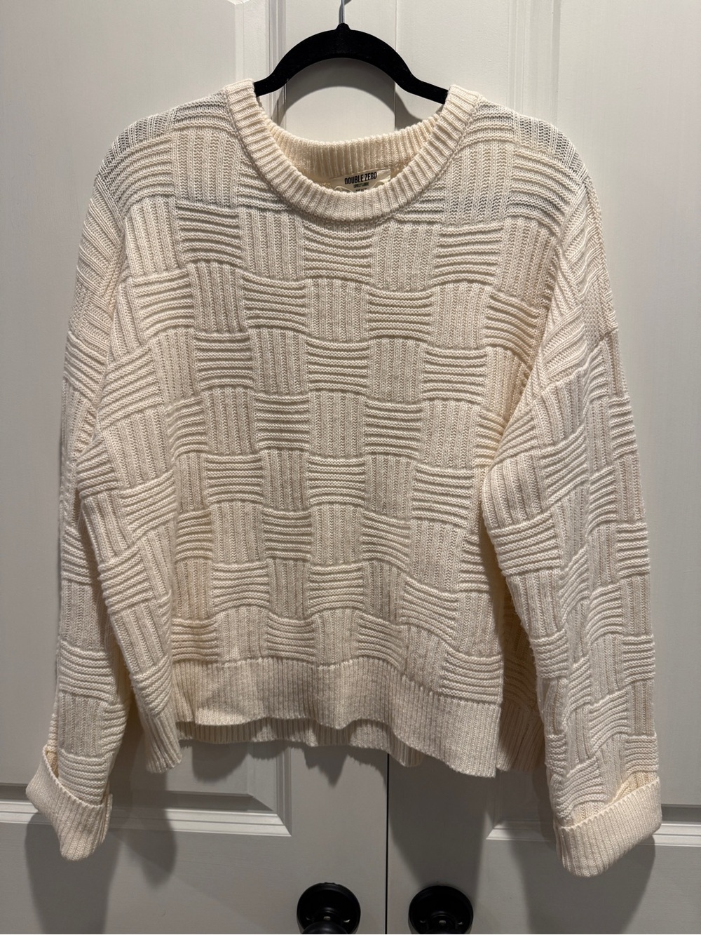 Double Zero Cream Basketweave Crewneck Sweater
